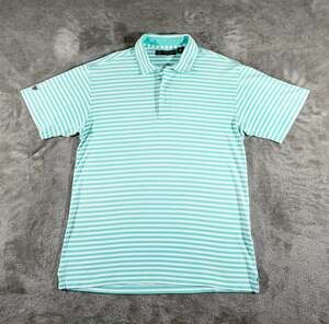 Oxford Golf Men's Size Medium 100% Pima Cotton Mint Green Striped S/S Polo Shirt